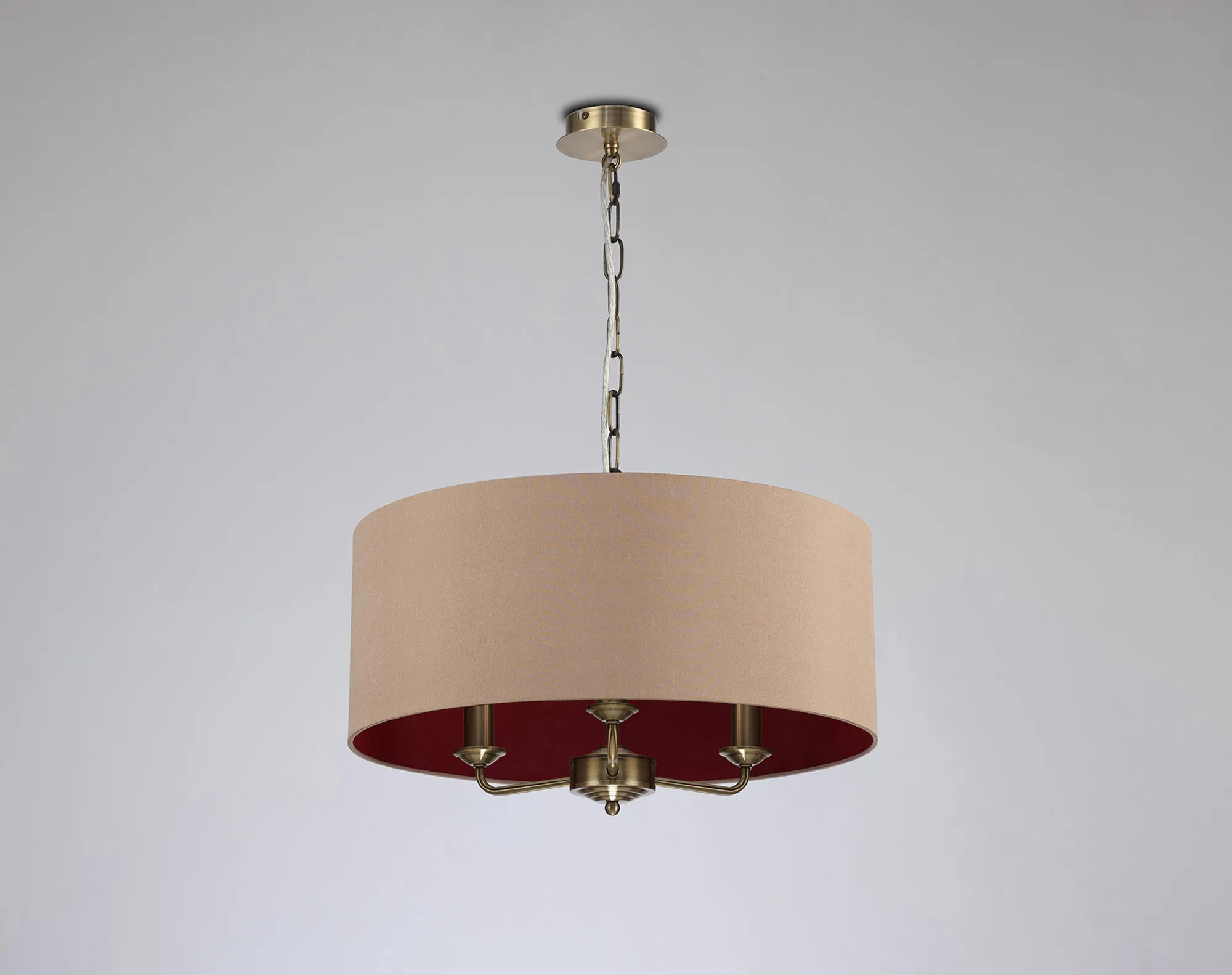 Banyan 50cm 3 Light Pendant Antique Brass, Antique Gold/Ruby DK0045  Deco Banyan AB AG